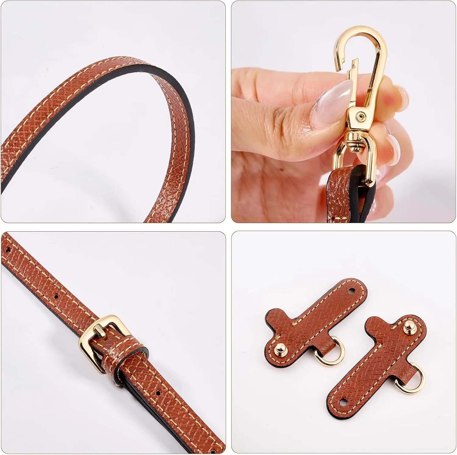 2-Pack Purse Straps Kit Replacement with Multi-Pocket Waterproof Handbag Organizer Insert Compatible with Mini Longchomp Tote Bag