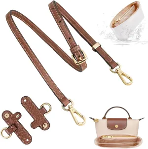 2-Pack Purse Straps Kit Replacement with Multi-Pocket Waterproof Handbag Organizer Insert Compatible with Mini Longchomp Tote Bag