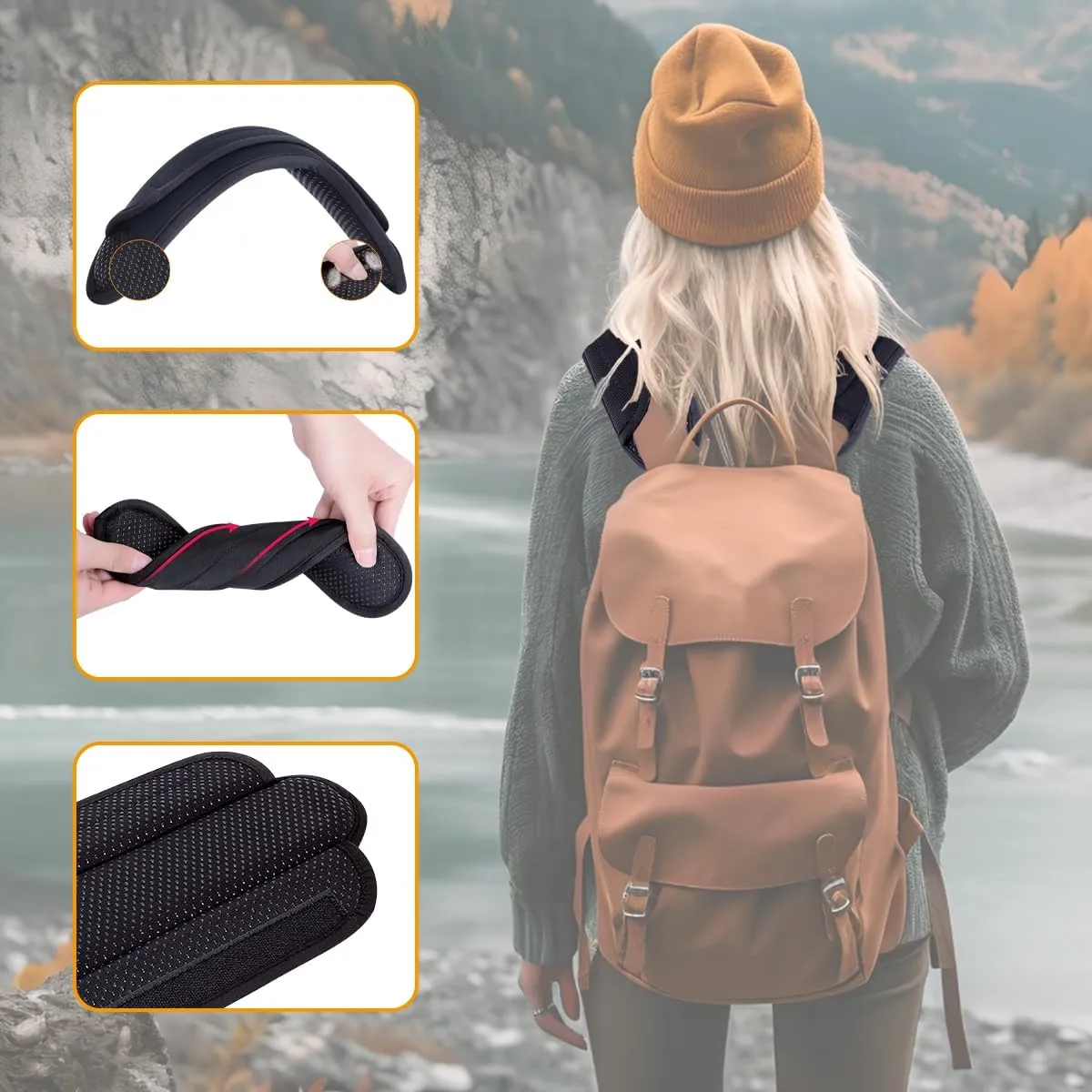 2 Pack Universal Shoulder Pads for Bags Non-Slip Thick Enhance The Comfort and Stability of Shoulder Bags,Messenger Bags,Backpacks and Belts-Perfect for Outdoor Sports Enthusiasts