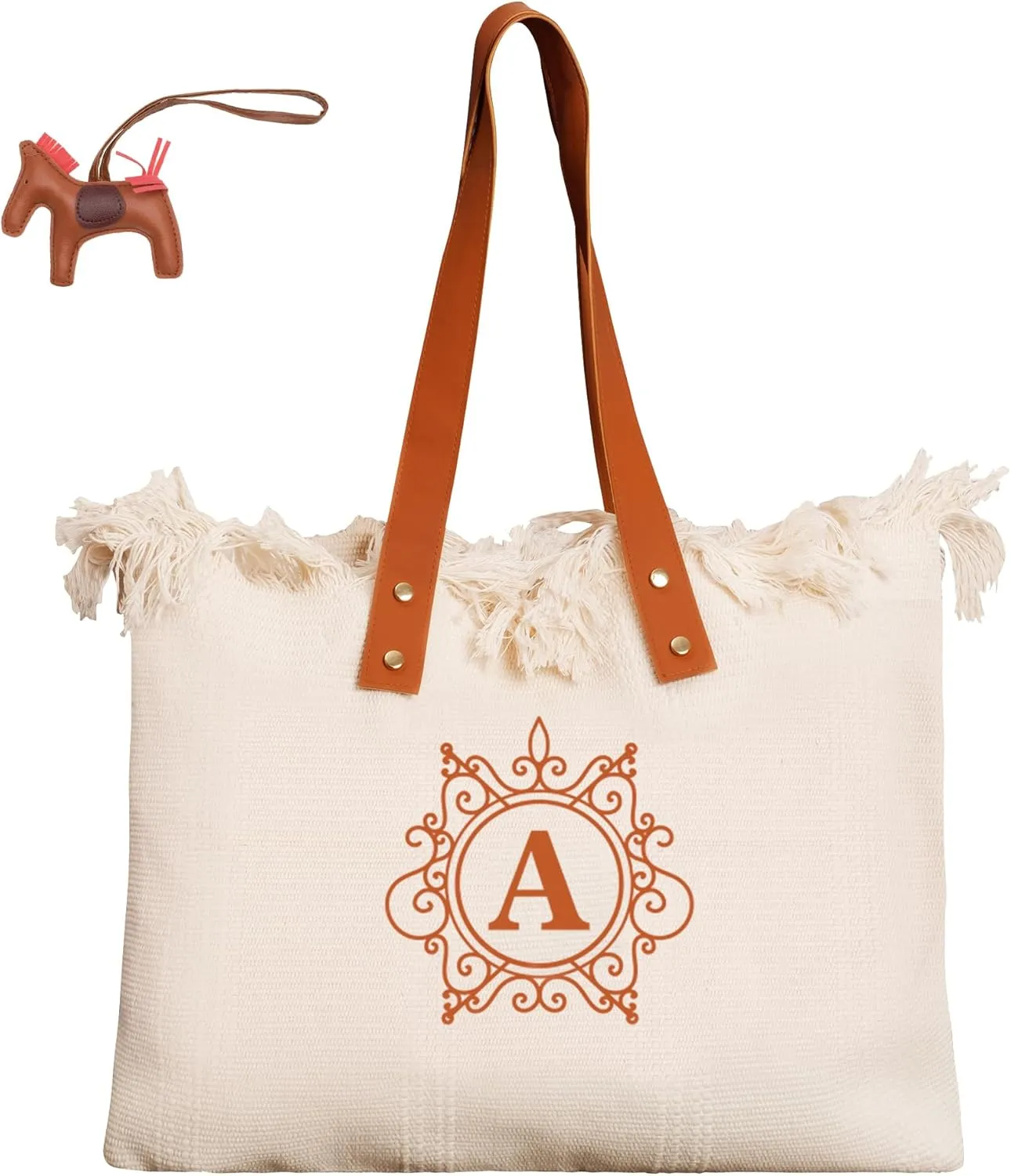 2025 Embroidered Initial Beach Tote Bag for Women Summer Soft Bag Large Capacity Shoulder Handbag Durable Canvas