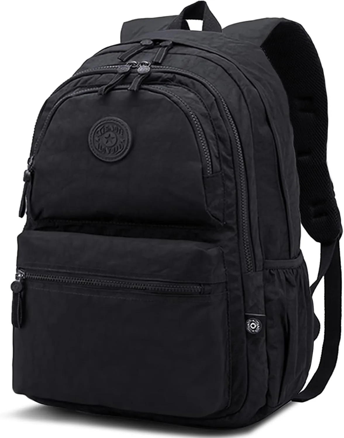 28L Large Lightweight Nylon Travel Laptop Backpack for Men Women Computer Work Backpacks Casual Back Pack Daypack Backpack for Hiking Cycling, Fits 15.6 Inch Laptop - Black