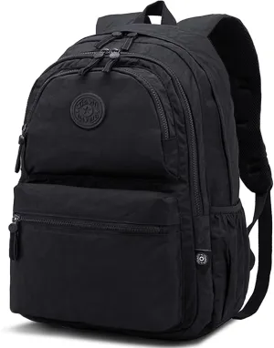 28L Large Lightweight Nylon Travel Laptop Backpack for Men Women Computer Work Backpacks Casual Back Pack Daypack Backpack for Hiking Cycling, Fits 15.6 Inch Laptop - Black