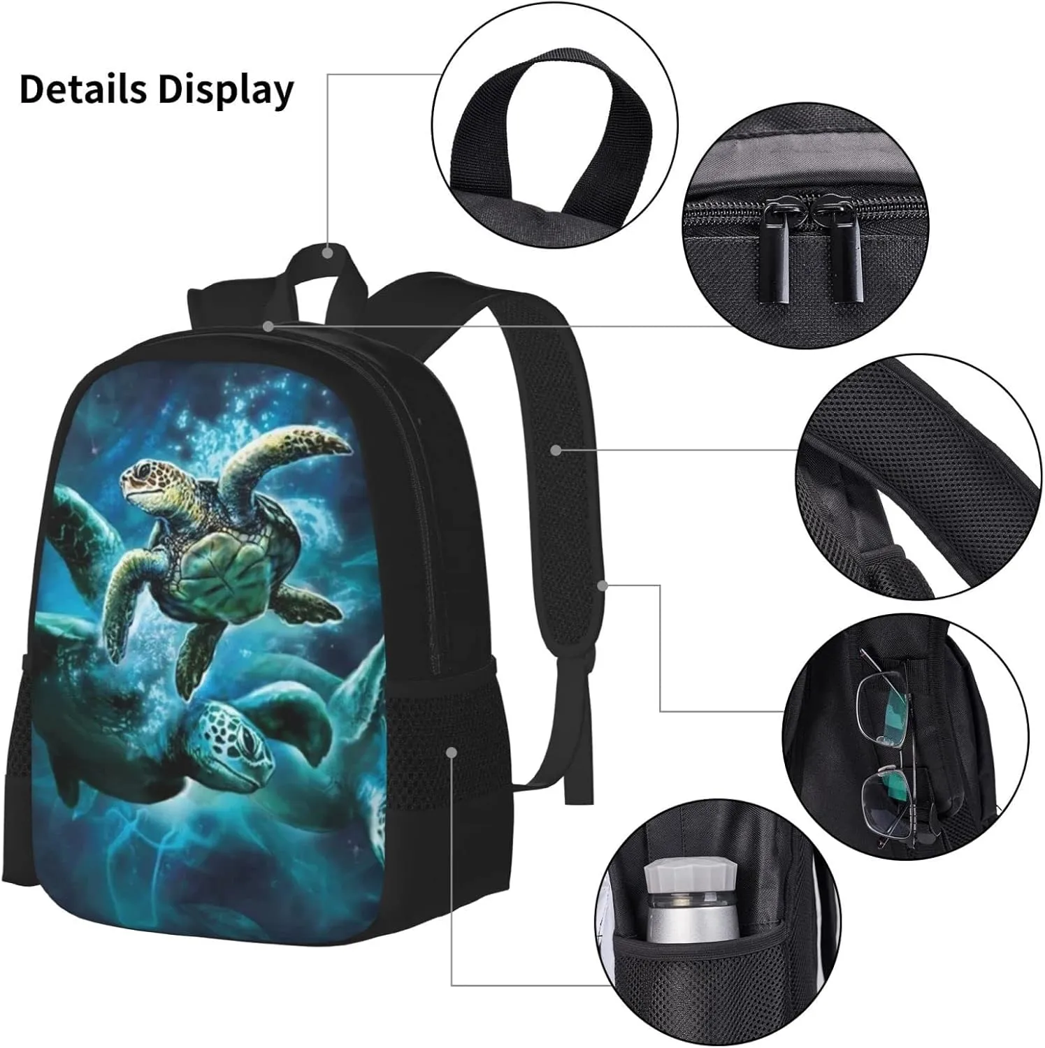 2pcs backpacks for boys/girls sea turtle Backpack with Lunch Bag School Two-Piece Picnic Travel Set