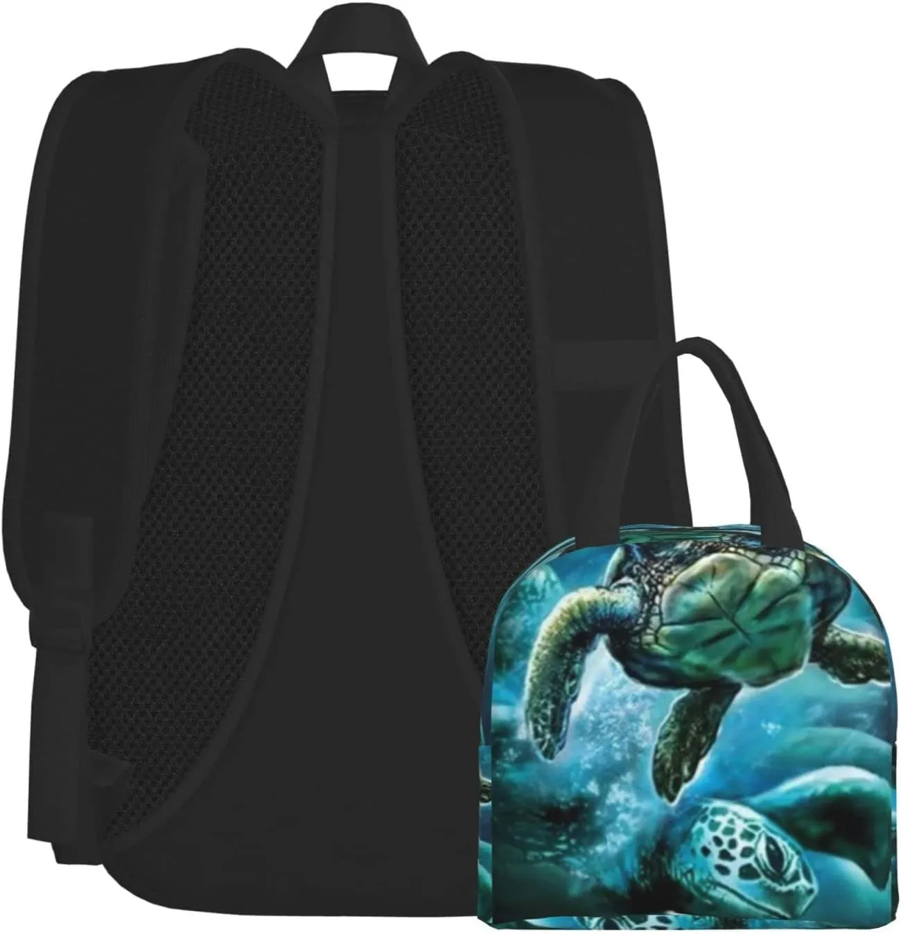 2pcs backpacks for boys/girls sea turtle Backpack with Lunch Bag School Two-Piece Picnic Travel Set