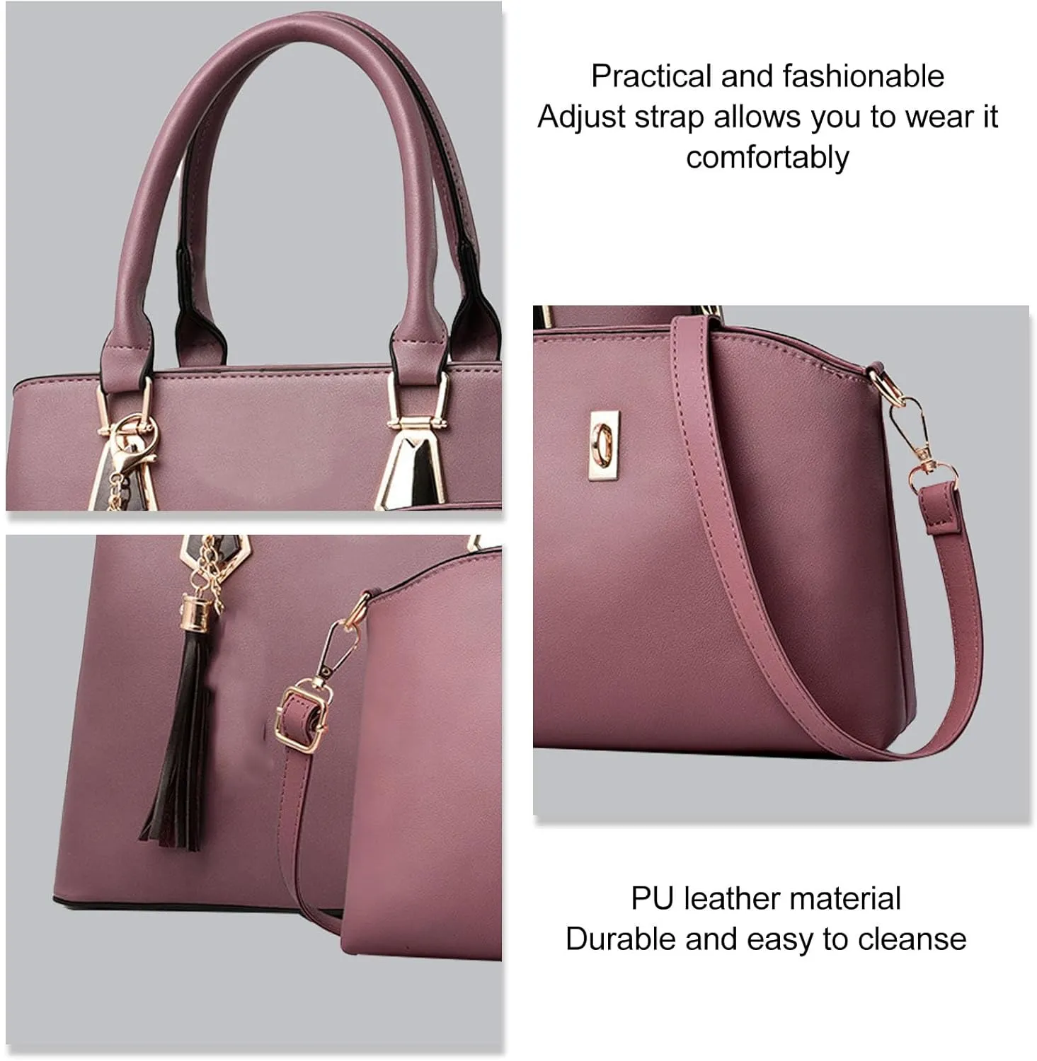 2PCS Women's Handbag Set, Large Capacity Fashionable PU Leather Shoulder Bag and Handbag, Ideal for Daily Use