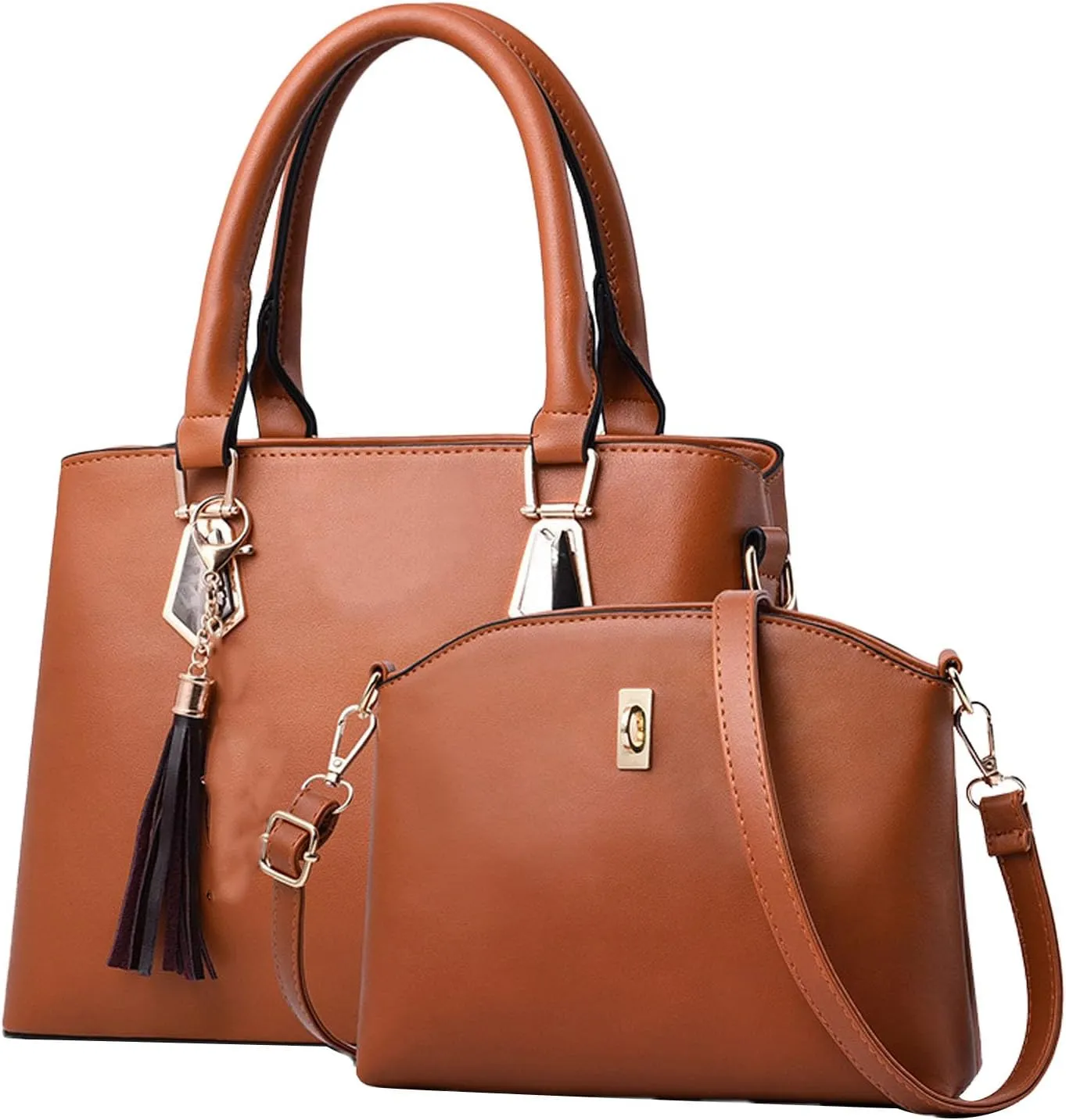 2PCS Women's Handbag Set, Large Capacity Fashionable PU Leather Shoulder Bag and Handbag, Ideal for Daily Use