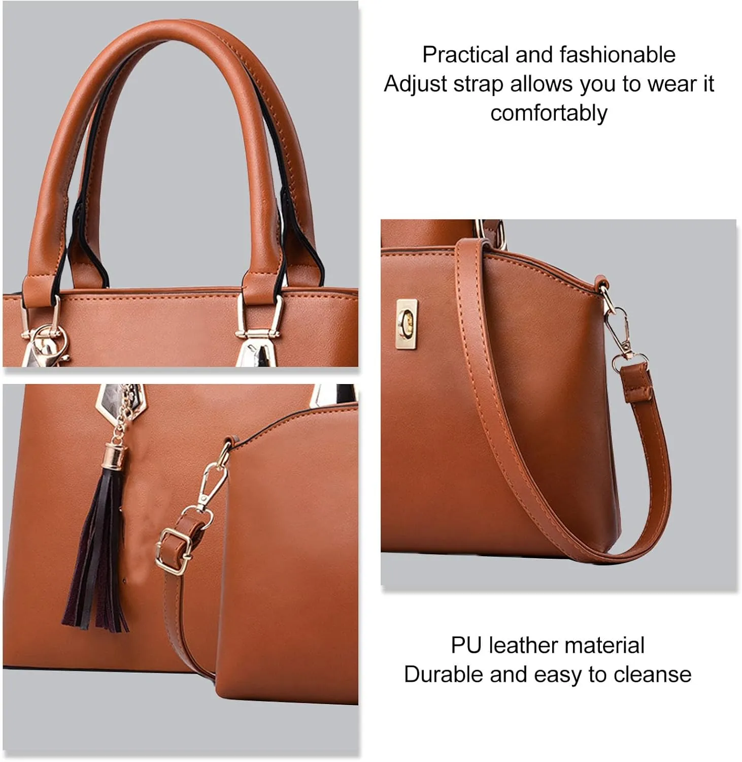 2PCS Women's Handbag Set, Large Capacity Fashionable PU Leather Shoulder Bag and Handbag, Ideal for Daily Use
