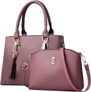 2PCS Women's Handbag Set, Large Capacity Fashionable PU Leather Shoulder Bag and Handbag, Ideal for Daily Use