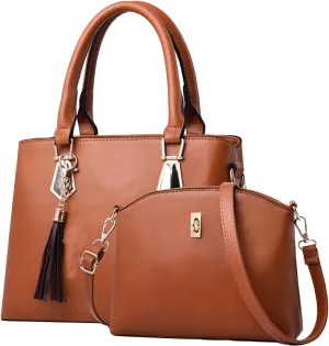 2PCS Women's Handbag Set, Large Capacity Fashionable PU Leather Shoulder Bag and Handbag, Ideal for Daily Use