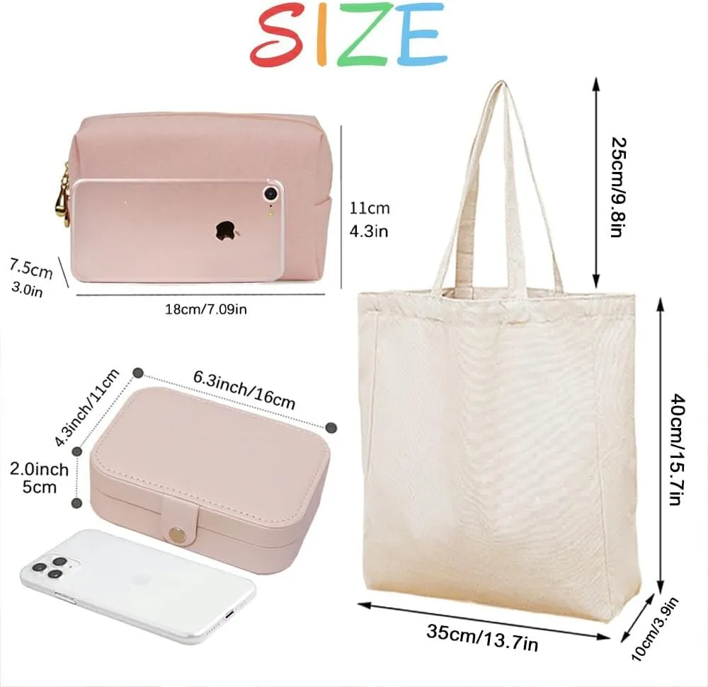 3-In-1 Nurse Inspire Love Heal Canvas Tote Bag Grocery Reusable Handbags Jewelry Box and Makeup Bag Set