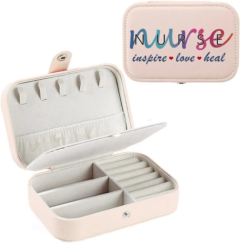 3-In-1 Nurse Inspire Love Heal Canvas Tote Bag Grocery Reusable Handbags Jewelry Box and Makeup Bag Set