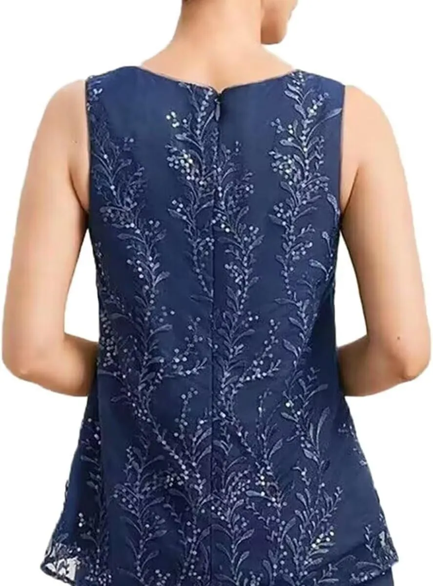 3 Pieces Mother of The Bride Pantsuits for Women Dressy Wedding Lace Appliques Formal Jumpsuit for Curvy Women