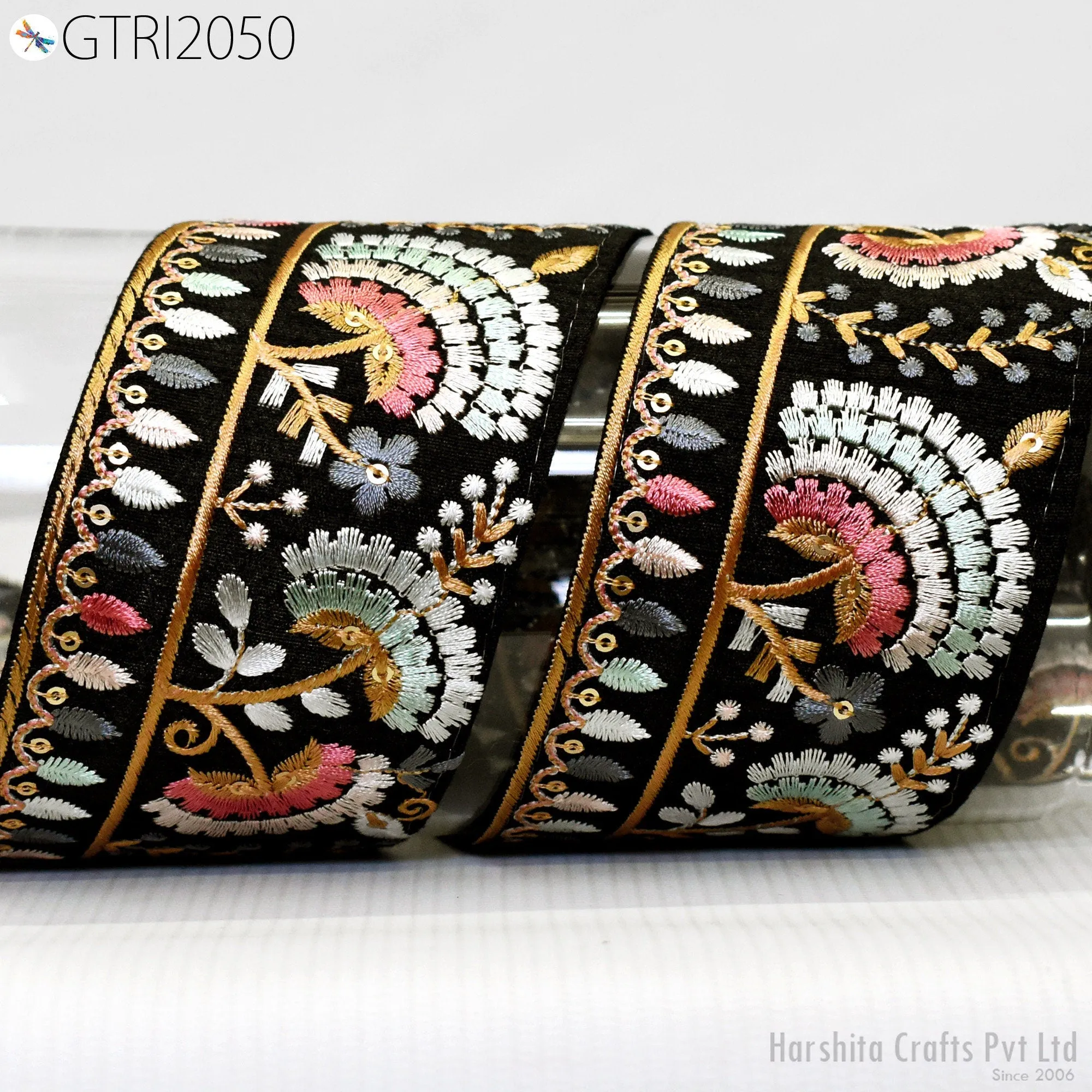 3 Yard Embroidered 65mm Sari Dresses Ribbon Fabric Trim Saree Border Doll DIY Crafting Sewing Beach Bags Home Decor Embellishment Trimmings