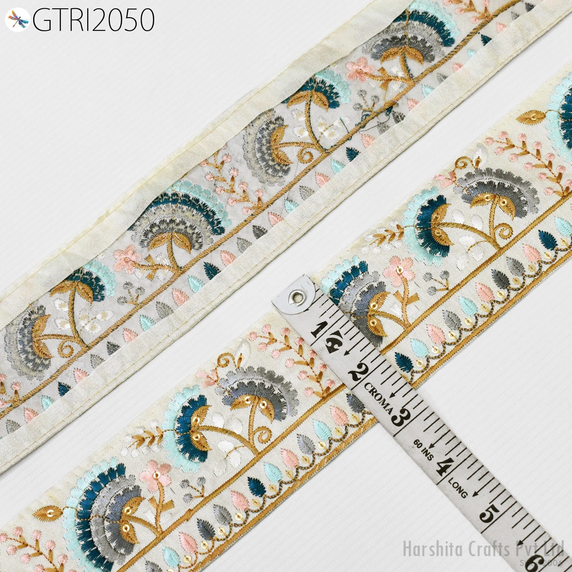 3 Yard Embroidered 65mm Sari Dresses Ribbon Fabric Trim Saree Border Doll DIY Crafting Sewing Beach Bags Home Decor Embellishment Trimmings