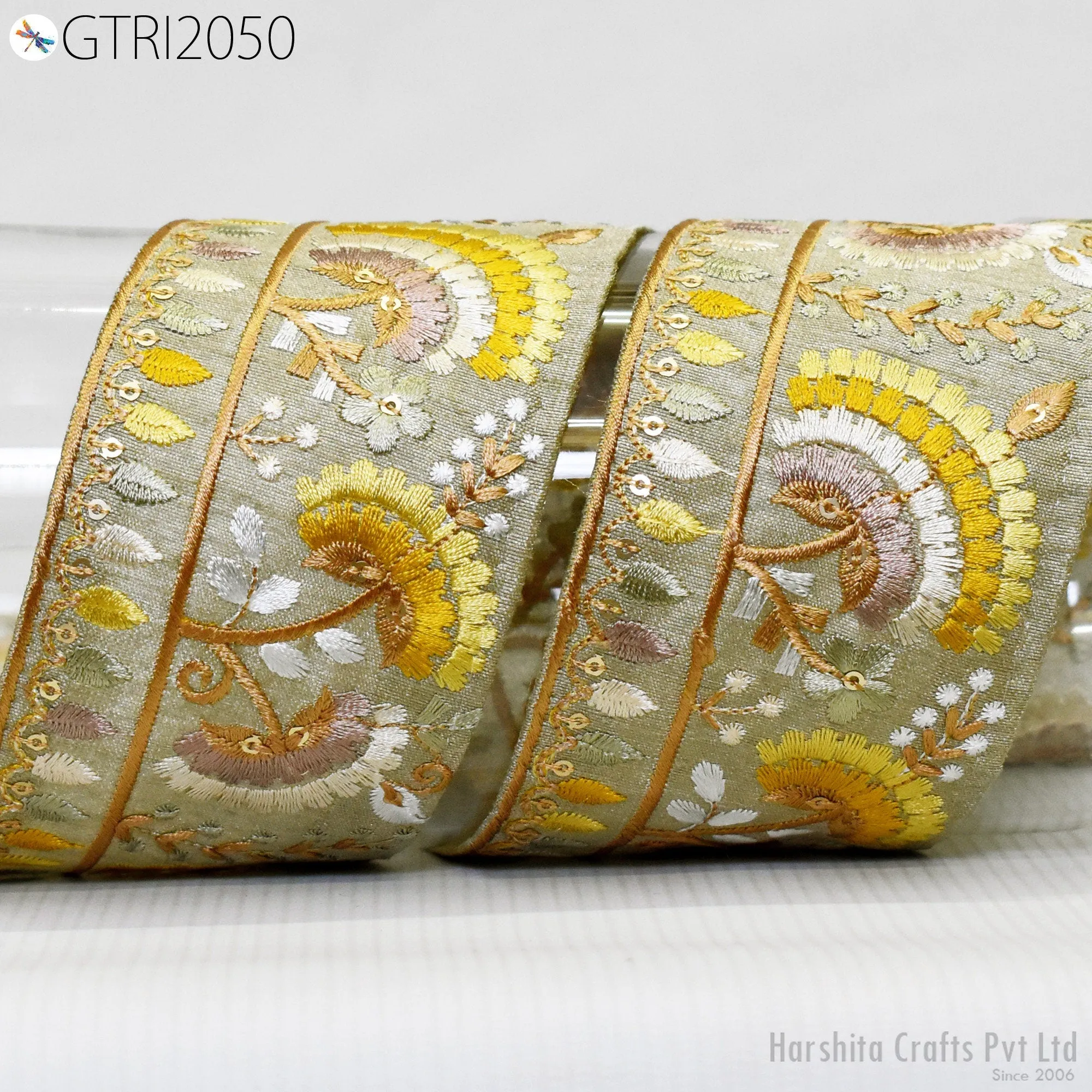3 Yard Embroidered 65mm Sari Dresses Ribbon Fabric Trim Saree Border Doll DIY Crafting Sewing Beach Bags Home Decor Embellishment Trimmings
