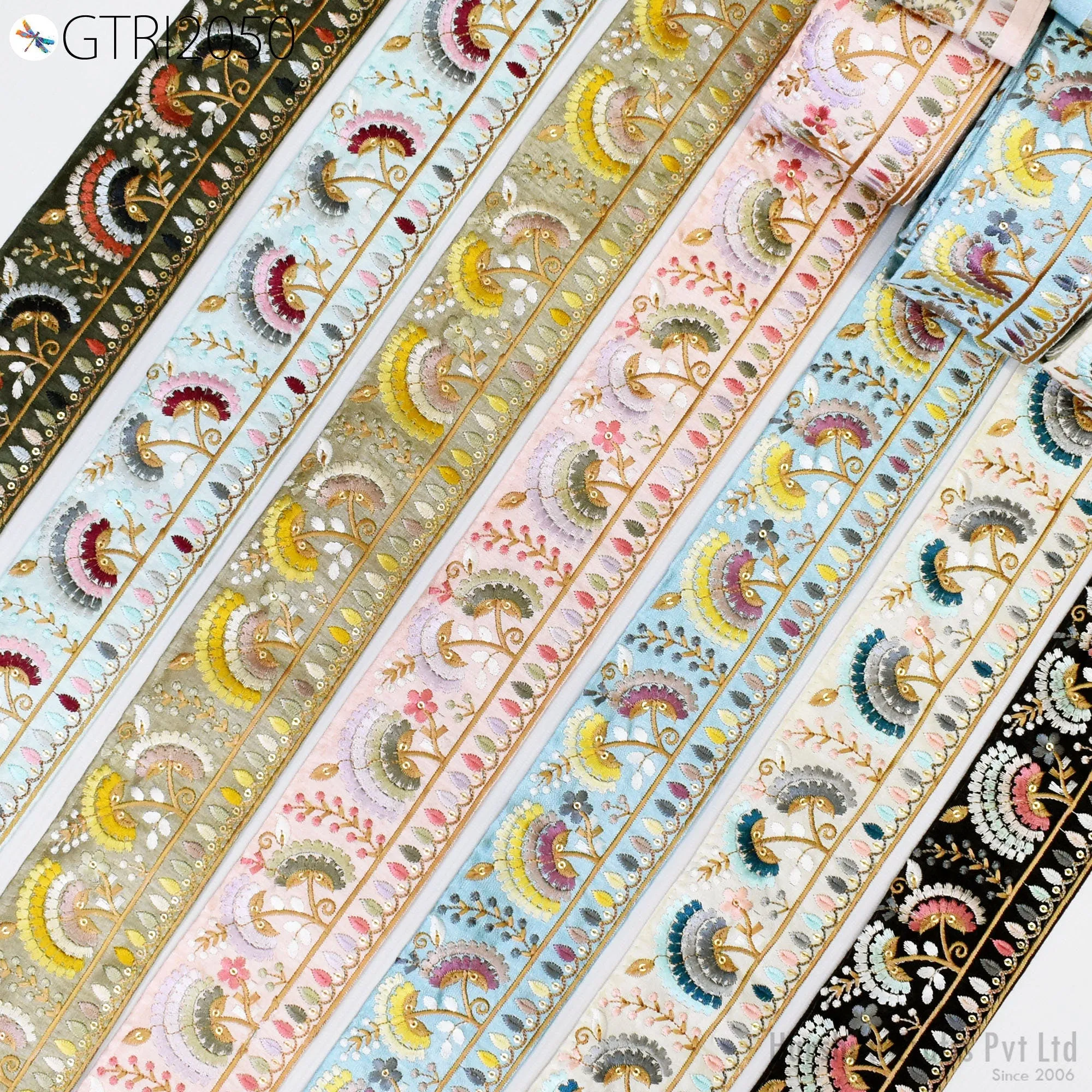 3 Yard Embroidered 65mm Sari Dresses Ribbon Fabric Trim Saree Border Doll DIY Crafting Sewing Beach Bags Home Decor Embellishment Trimmings