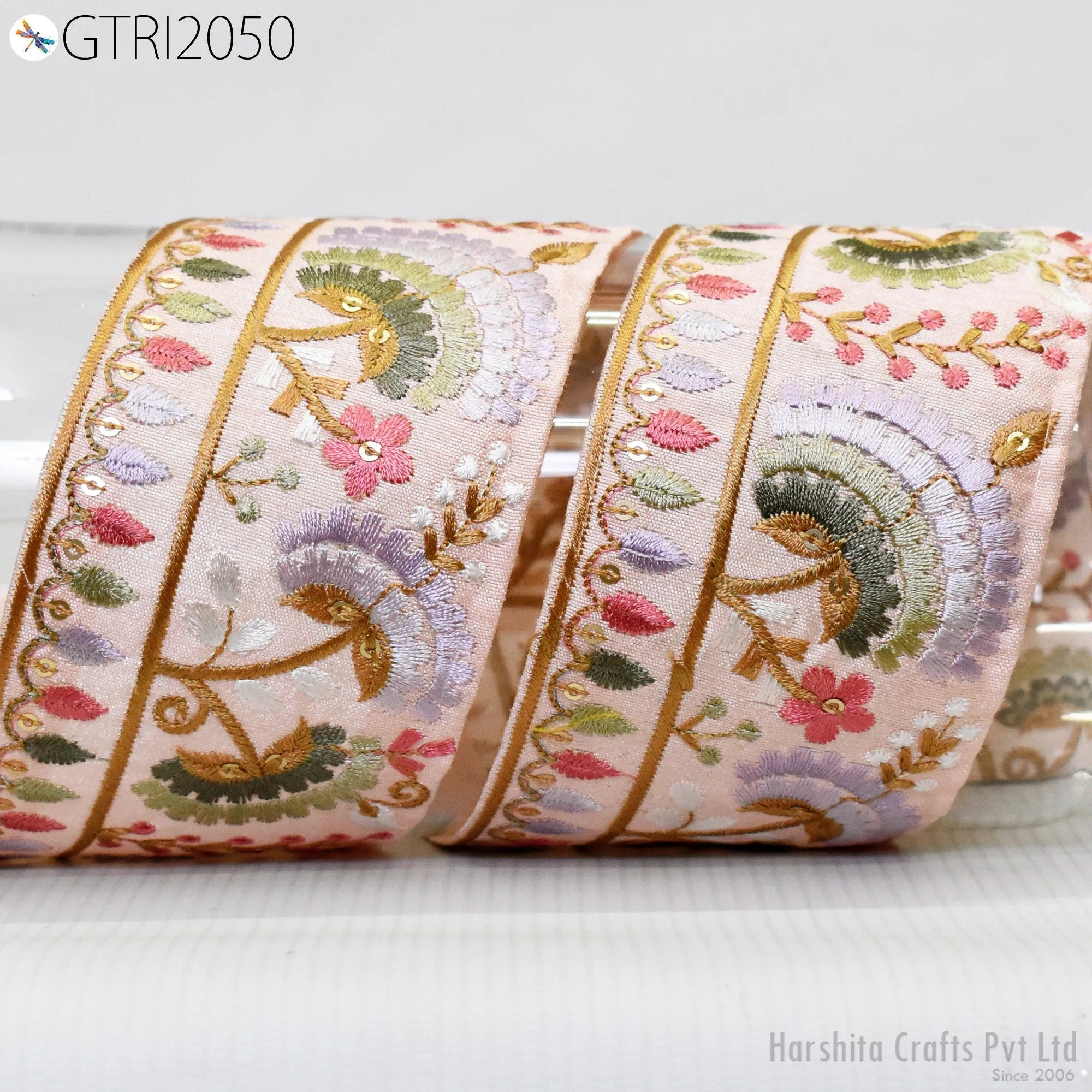 3 Yard Embroidered 65mm Sari Dresses Ribbon Fabric Trim Saree Border Doll DIY Crafting Sewing Beach Bags Home Decor Embellishment Trimmings