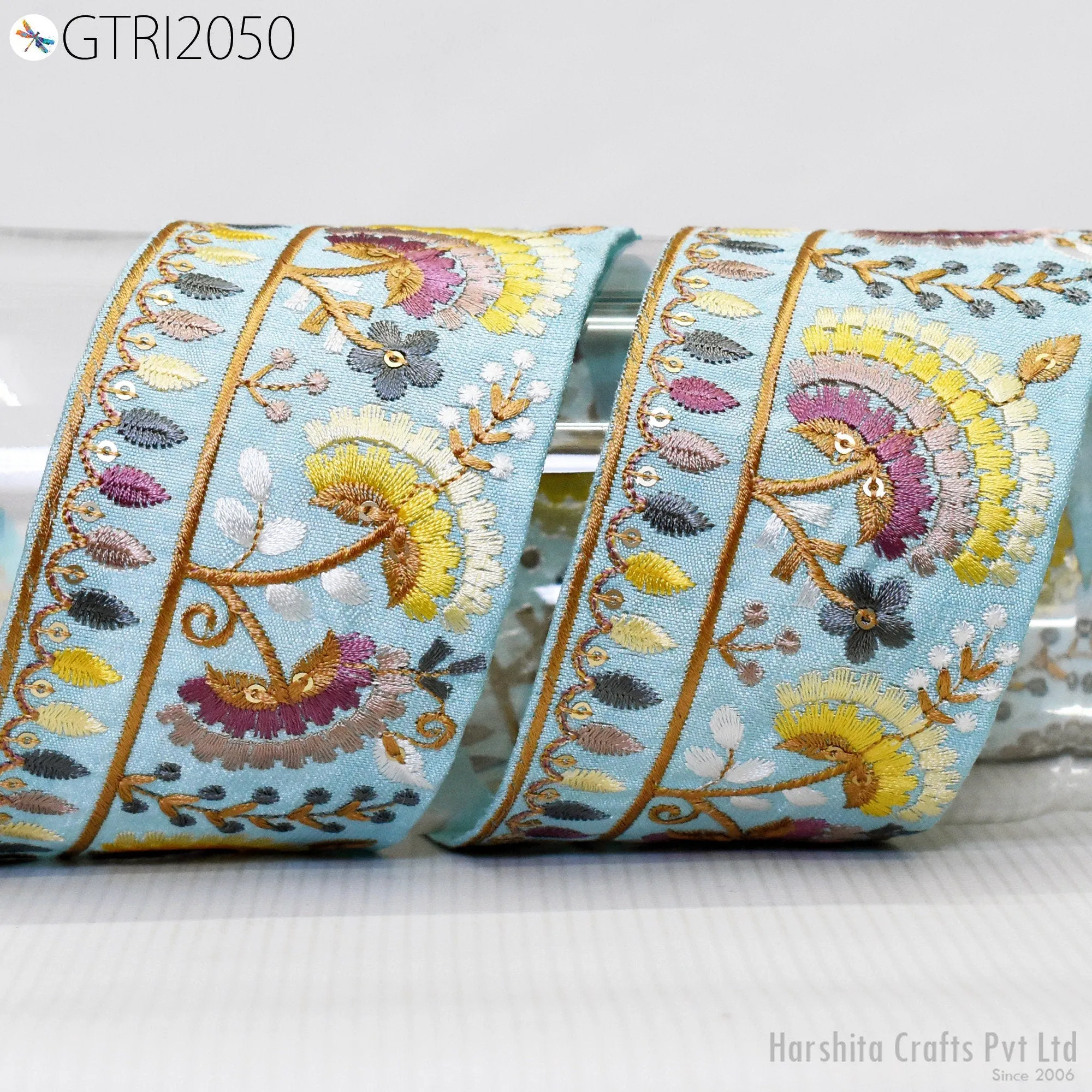 3 Yard Embroidered 65mm Sari Dresses Ribbon Fabric Trim Saree Border Doll DIY Crafting Sewing Beach Bags Home Decor Embellishment Trimmings