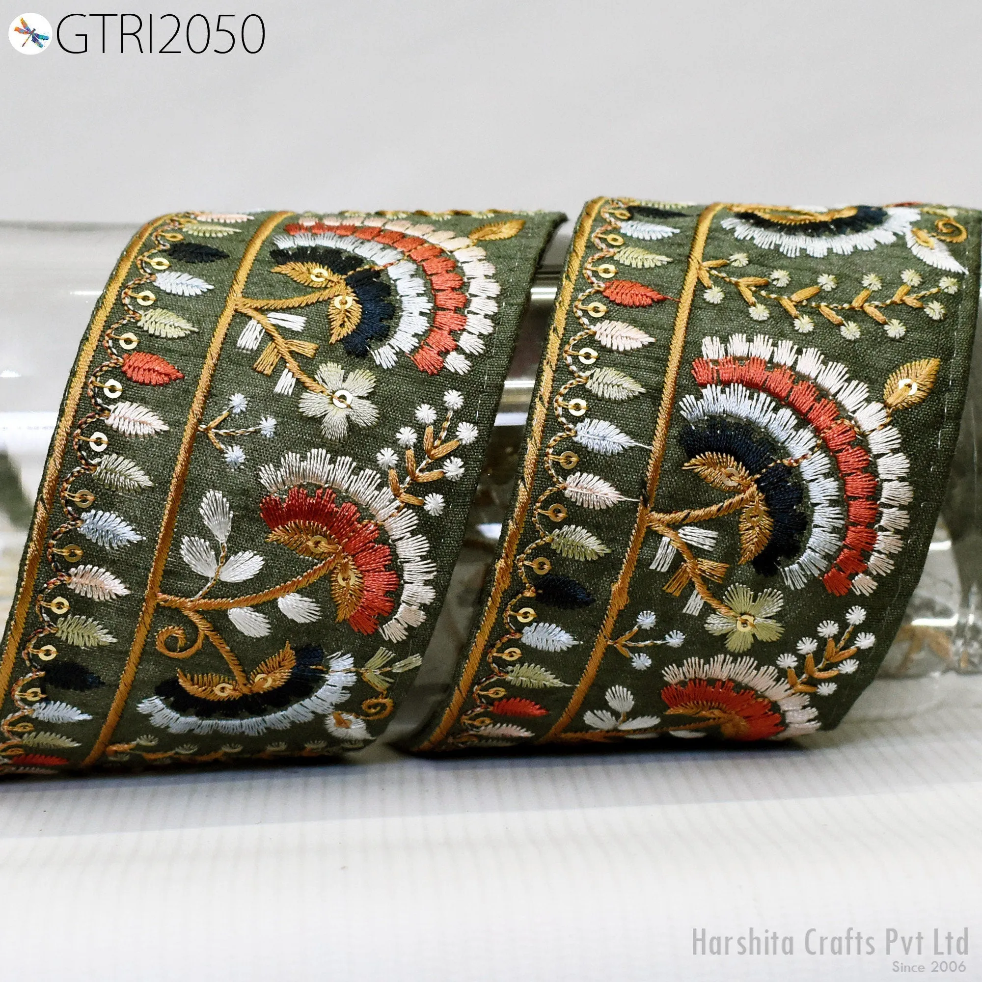 3 Yard Embroidered 65mm Sari Dresses Ribbon Fabric Trim Saree Border Doll DIY Crafting Sewing Beach Bags Home Decor Embellishment Trimmings
