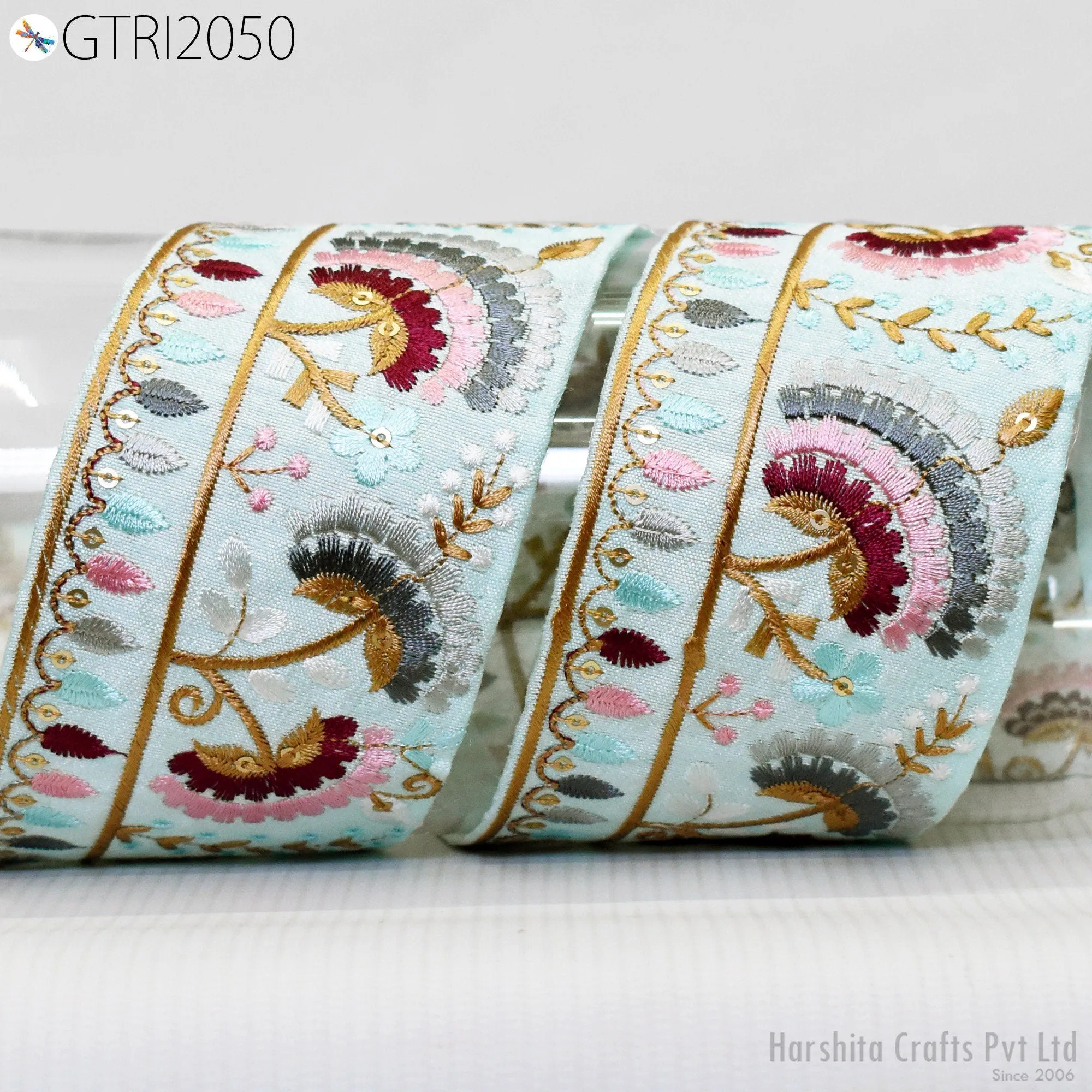 3 Yard Embroidered 65mm Sari Dresses Ribbon Fabric Trim Saree Border Doll DIY Crafting Sewing Beach Bags Home Decor Embellishment Trimmings