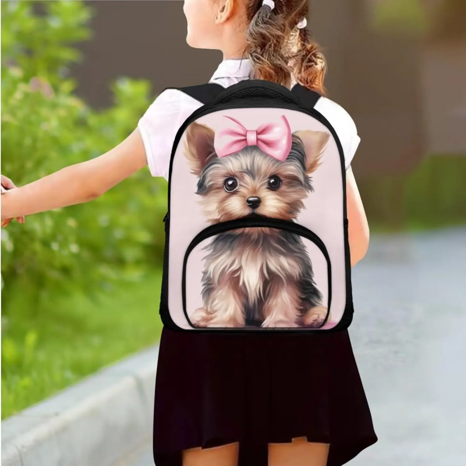 3D Puppy Dog School Backpack for Toddlers 1-3 Small Backpack Set Girls 3 Piece School Bag Wear Resistant Knapsack Casual Medium Travel Backpack Enough for Your Daily Use