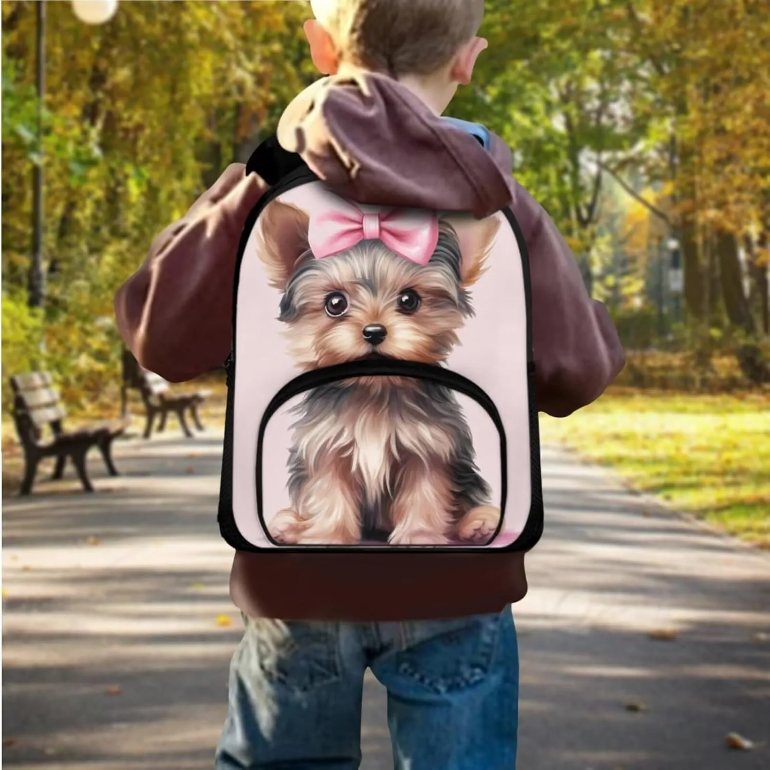 3D Puppy Dog School Backpack for Toddlers 1-3 Small Backpack Set Girls 3 Piece School Bag Wear Resistant Knapsack Casual Medium Travel Backpack Enough for Your Daily Use