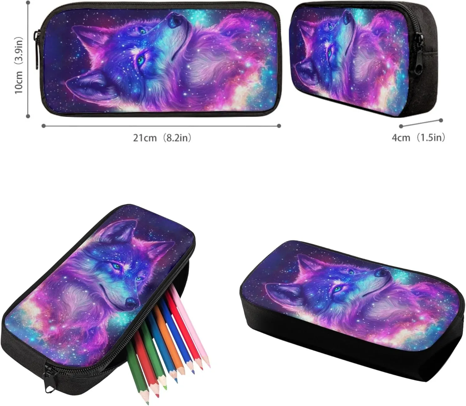 3pcs/set Galaxy Wolf Backpack School Bag Boys Secondary School Girls Schoolbag for Kids Bookbag with Lunch Box Pencil Purse Hiking Camping Travel Picnic Laptop Backpacks Rucksacks