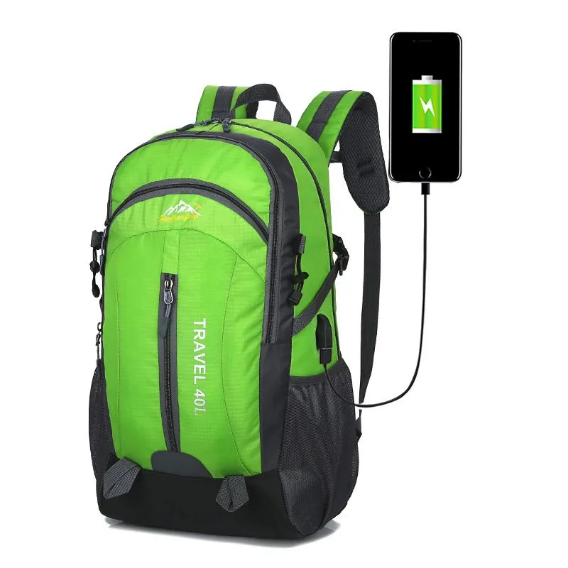 40L Waterproof Backpack Travel Outdoor Bags USB Charge Anti Theft Sports Bag