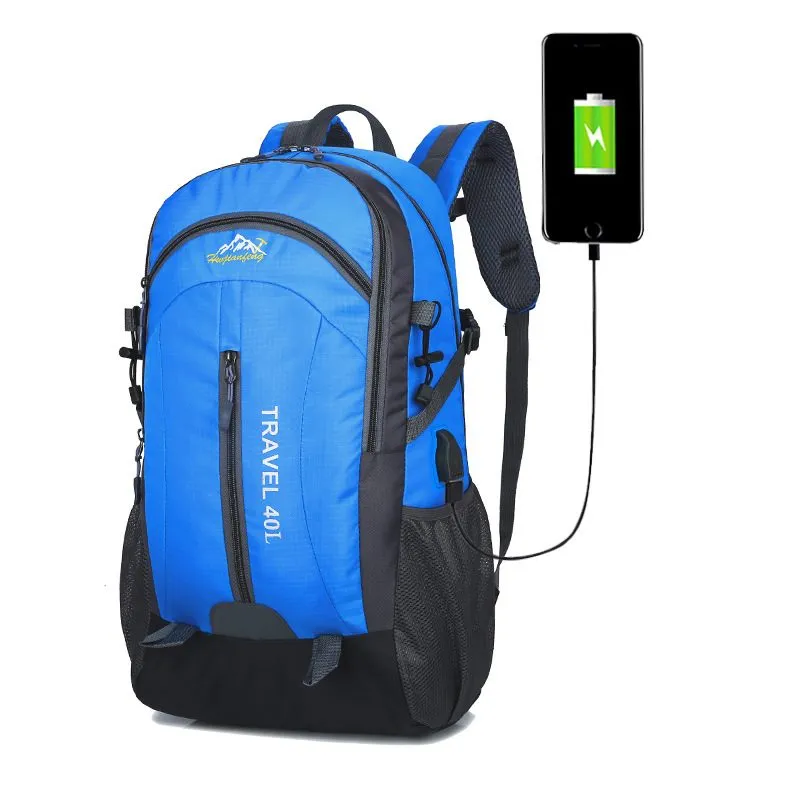 40L Waterproof Backpack Travel Outdoor Bags USB Charge Anti Theft Sports Bag
