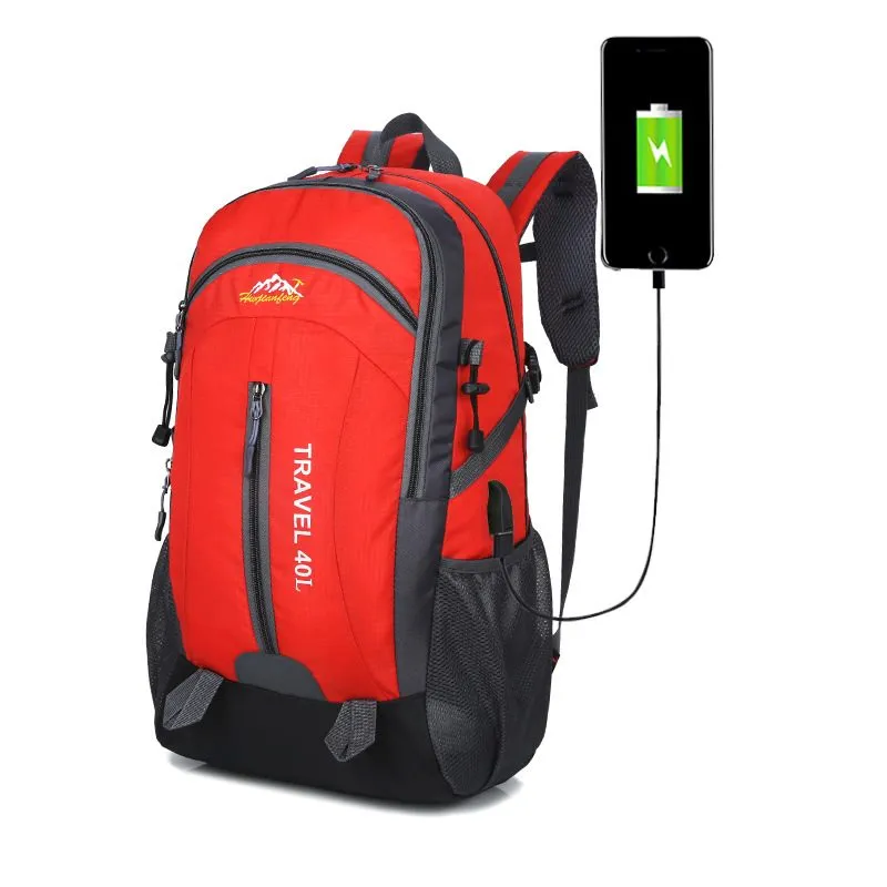40L Waterproof Backpack Travel Outdoor Bags USB Charge Anti Theft Sports Bag