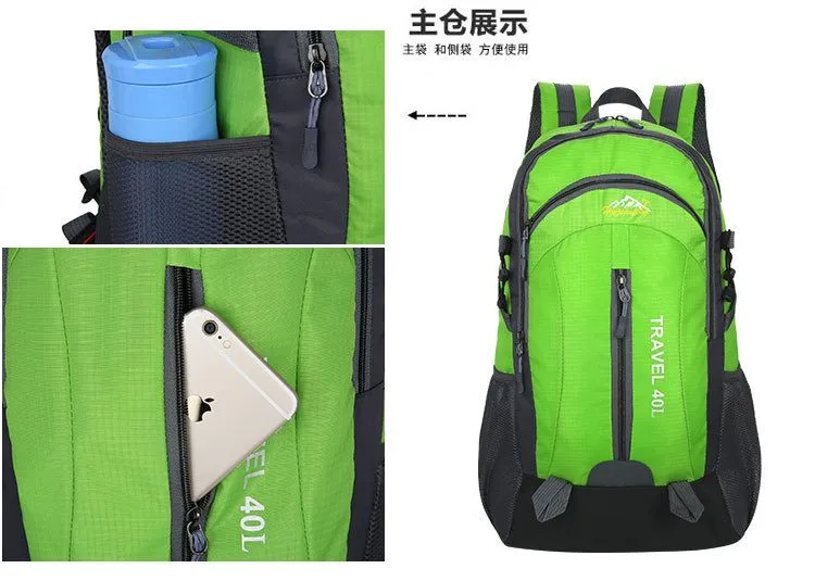 40L Waterproof Backpack Travel Outdoor Bags USB Charge Anti Theft Sports Bag