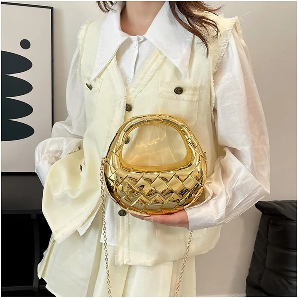 Acrylic Handbags for Women Cute Acrylic Clutch Small Unique Purse Trendy Metal Evening Bag for Party Cocktail