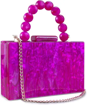Acrylic Purses Evening Clutch Bag Marbling Handbags for Women Cross Body Bag with Pearl Chain Formal Wedding Prom Party