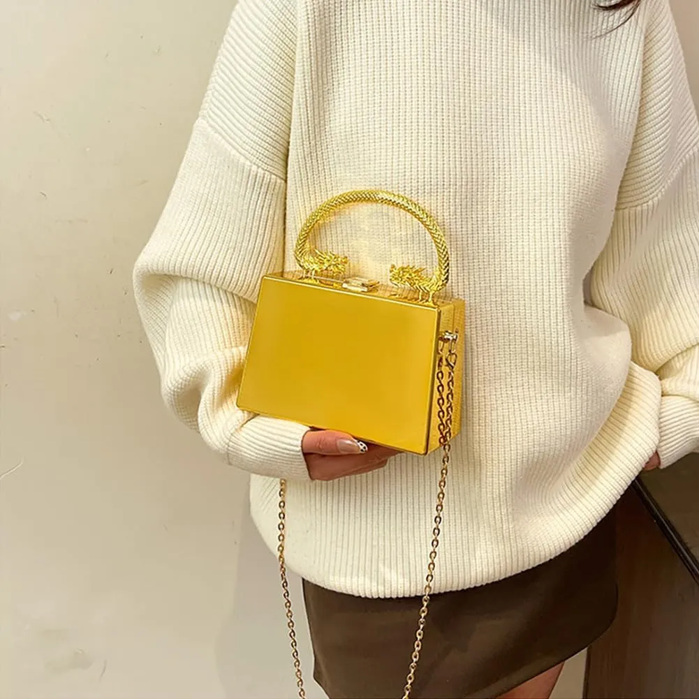 Acrylic Square Box Clutch Handbag, Sparkly Luxury Evening Bag For Party, Novelty Leisure Fashion Shoulder Crossbody Purse
