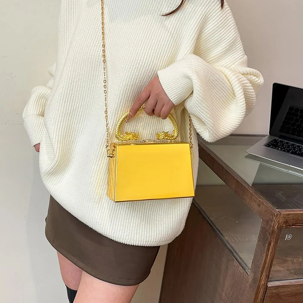Acrylic Square Box Clutch Handbag, Sparkly Luxury Evening Bag For Party, Novelty Leisure Fashion Shoulder Crossbody Purse