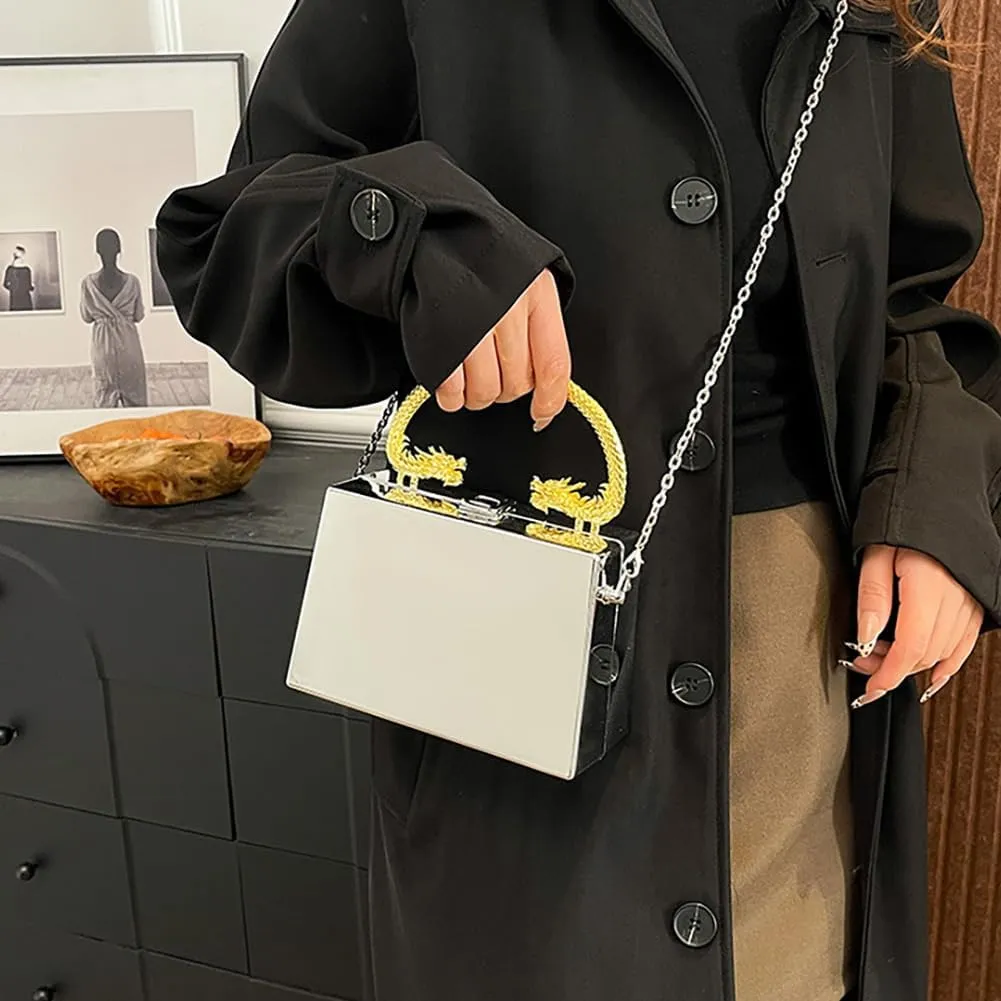 Acrylic Square Box Clutch Handbag, Sparkly Luxury Evening Bag For Party, Novelty Leisure Fashion Shoulder Crossbody Purse