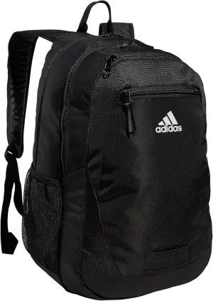 adidas Foundation Laptop, Book Bag with Sleeve, Large Durable Athletic Backpack for Men and Women, Black/White, One Size
