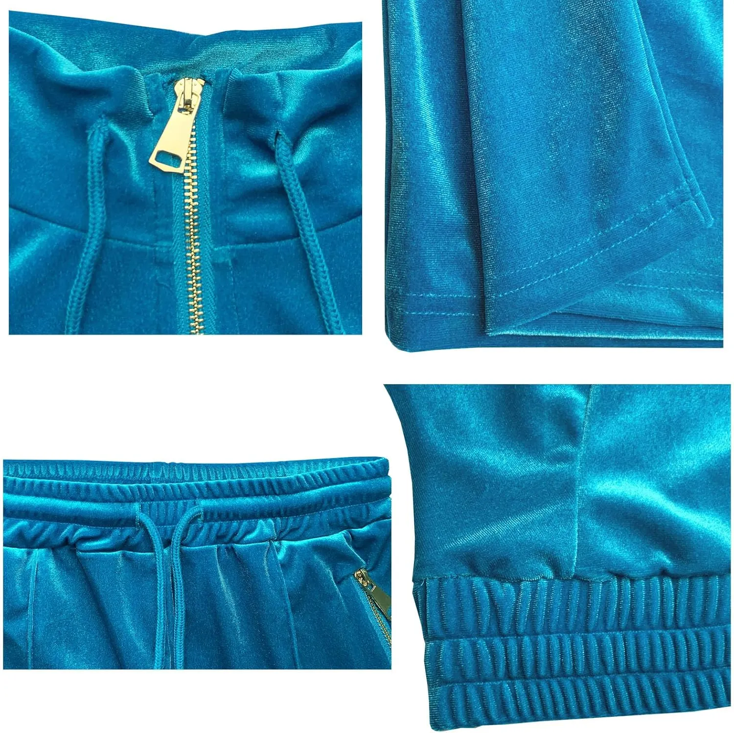 Adogirl Women 2 Piece Outfits Velour Sweatsuit Jogging Suit Full Zipper Sweatshirt   Wide Leg Sweatpants Tracksuit Lounge Set