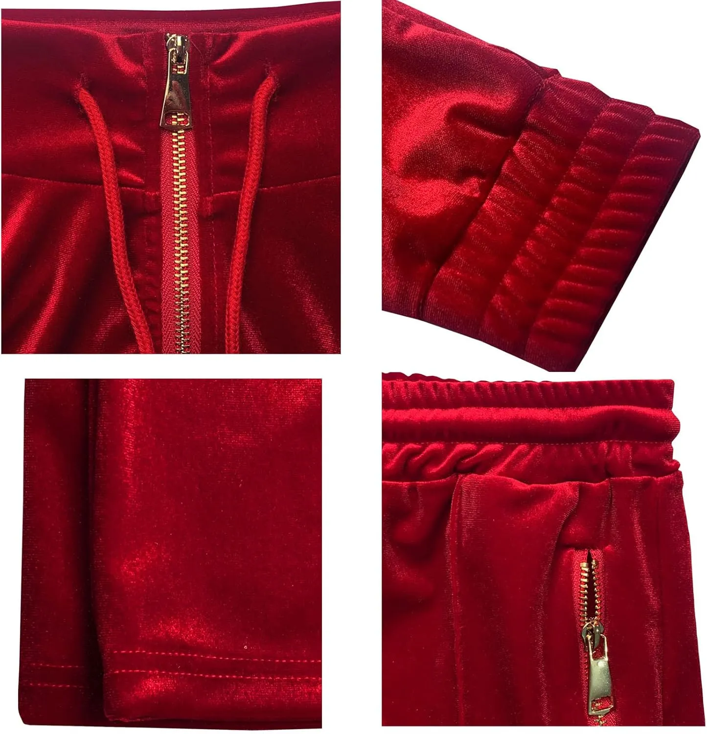 Adogirl Women 2 Piece Outfits Velour Sweatsuit Jogging Suit Full Zipper Sweatshirt   Wide Leg Sweatpants Tracksuit Lounge Set