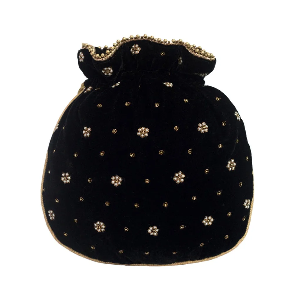 Adora By Ankita Black Fleur De Lis Bag