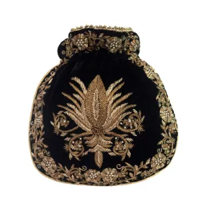 Adora By Ankita Black Fleur De Lis Bag