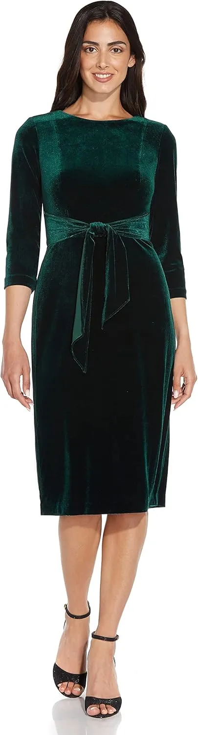Adrianna Papell Women's Velvet Tie Front Dress