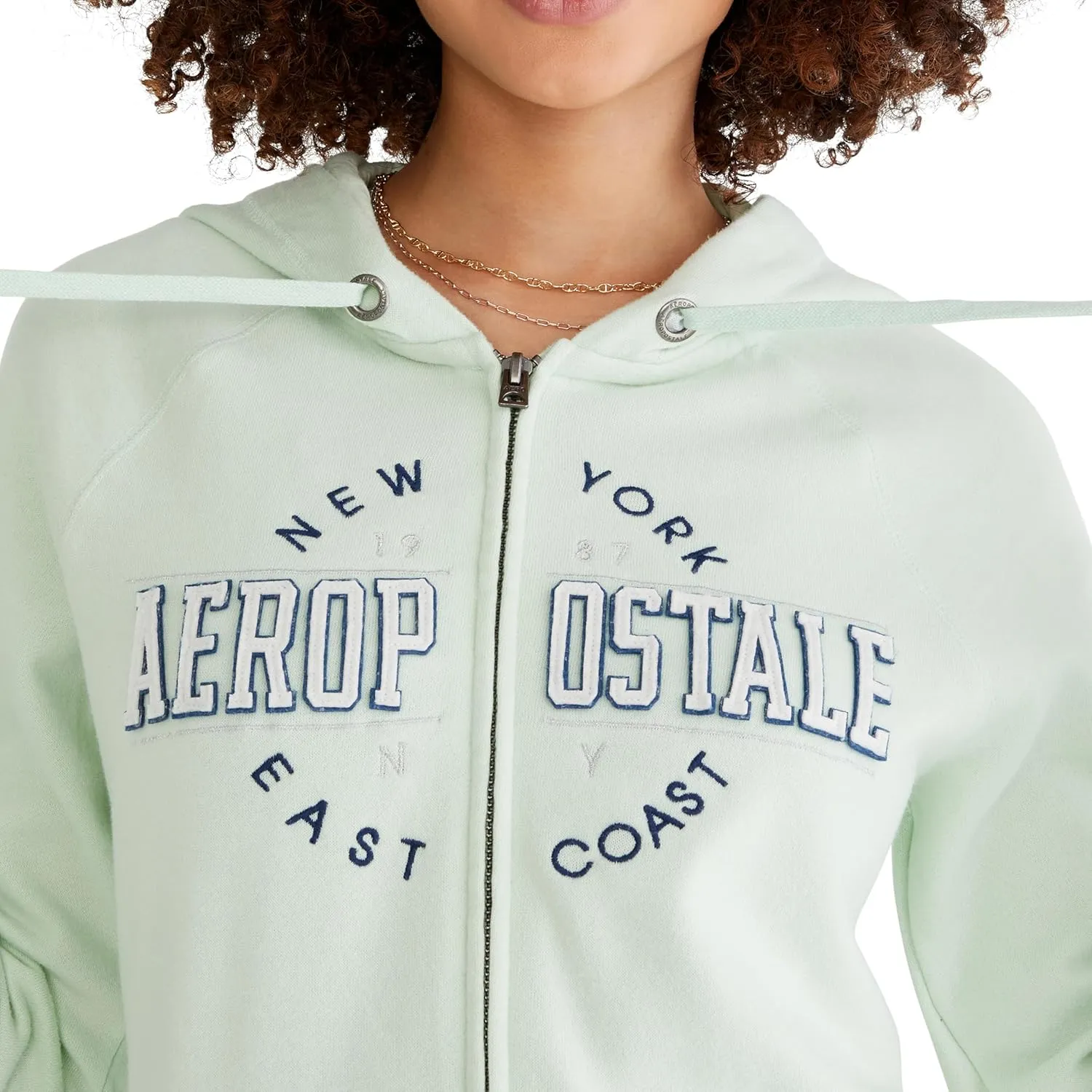 AEROPOSTALE Women's East Coast Aero Logo Full Zip Circle Hoodie
