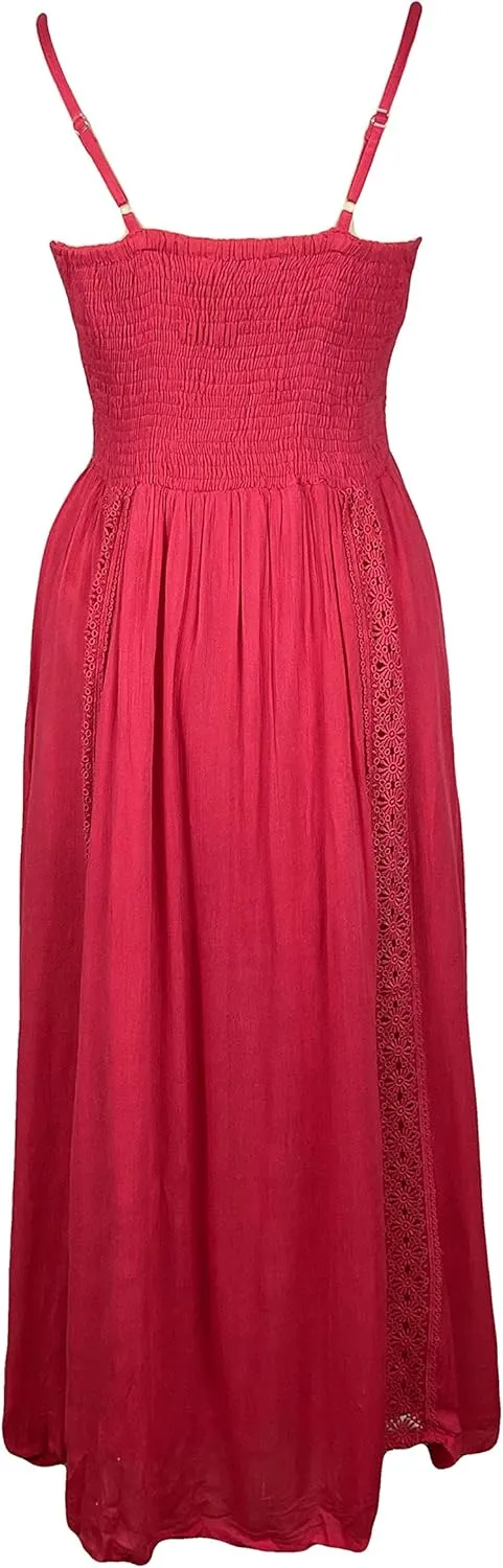 Agan Traders 2025 Spring Medieval Peasant Spaghetti Strap Formal Dresses - Sleeveless Vacation Long Maxi Women's Dress