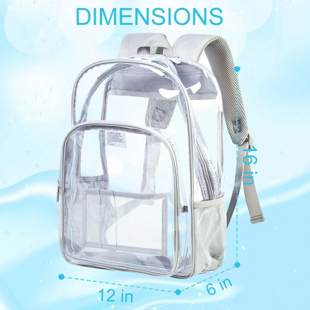 AGSDON Clear Backpack, Heavy Duty Transparent Bookbag, See Through PVC Backpacks for Women Men