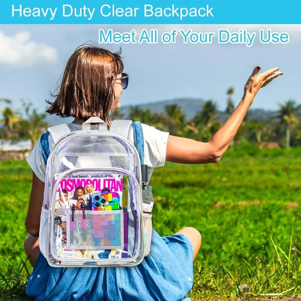 AGSDON Clear Backpack, Heavy Duty Transparent Bookbag, See Through PVC Backpacks for Women Men