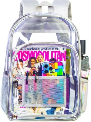 AGSDON Clear Backpack, Heavy Duty Transparent Bookbag, See Through PVC Backpacks for Women Men