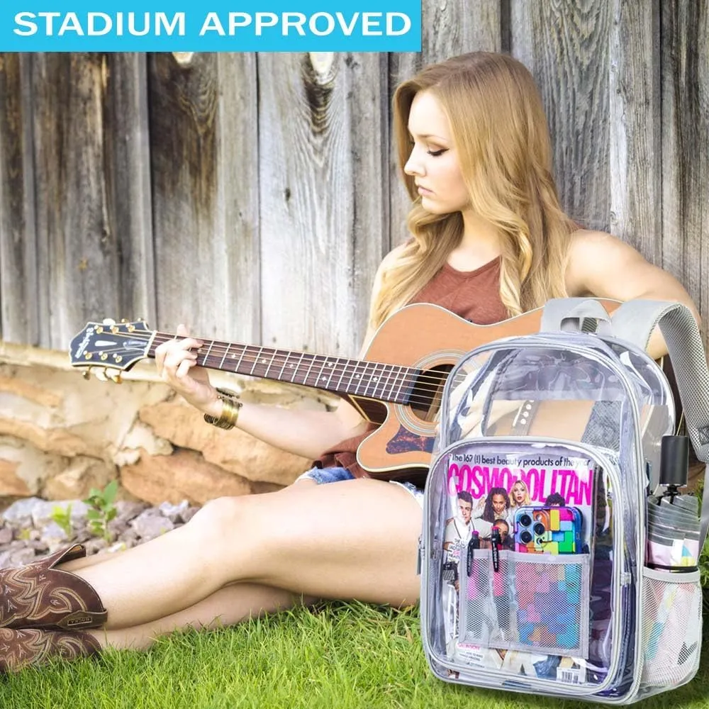 AGSDON Clear Backpack, Heavy Duty Transparent Bookbag, See Through PVC Backpacks for Women Men
