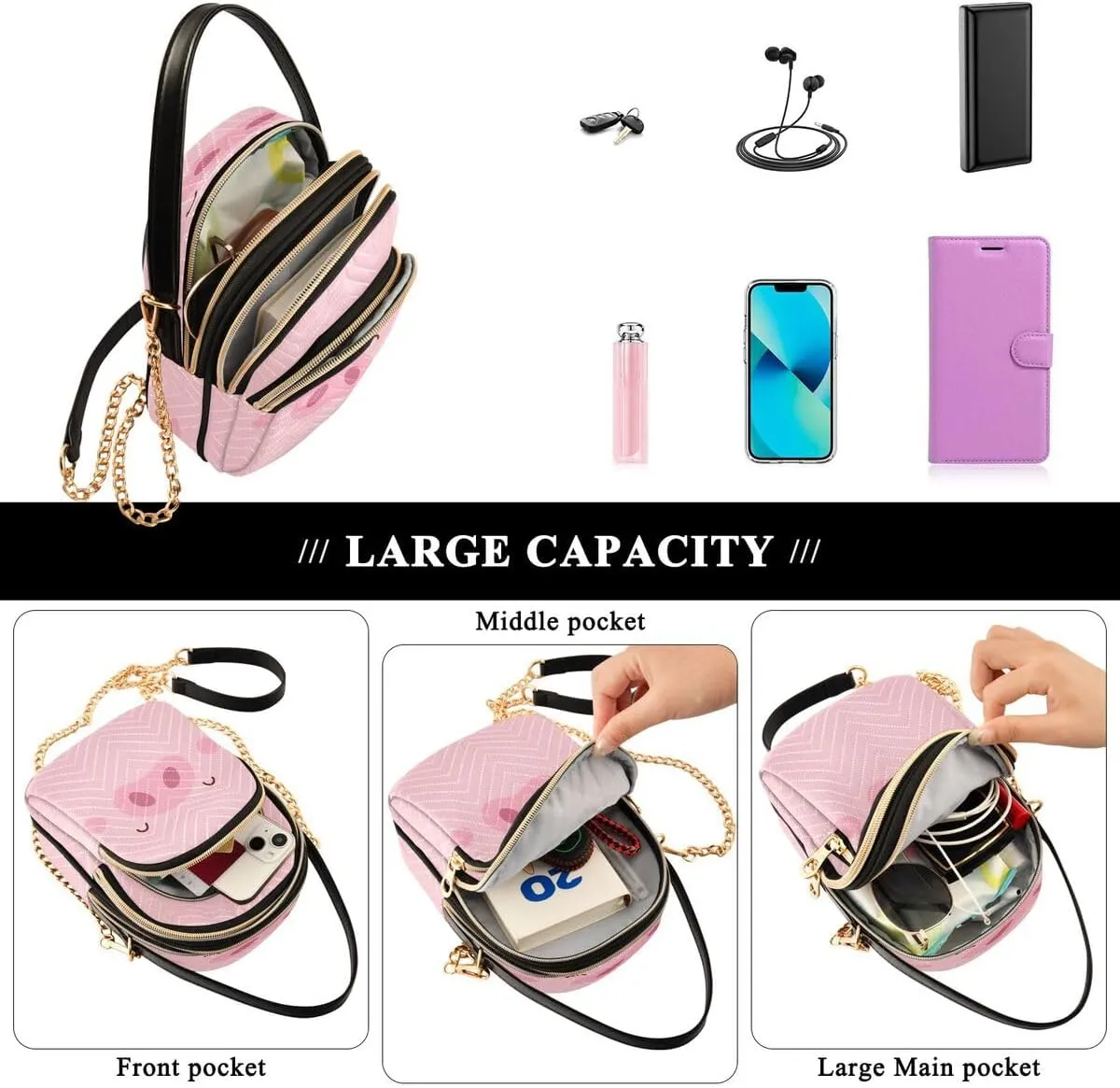 ALAZA Crossbody Bag Small Shoulder Handbags Leather Purse for Women