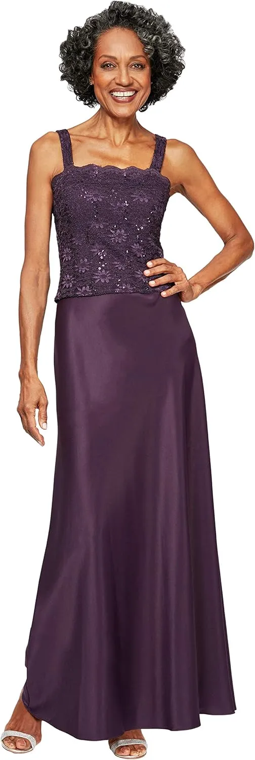 Alex Evenings Women's Two Piece Mother of The Bride Dress with Lace Jacket (Petite and Regular Sizes)